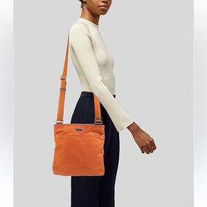 Tumi Leather Trimmed Nylon Crossbody Bag Warm Tangerine